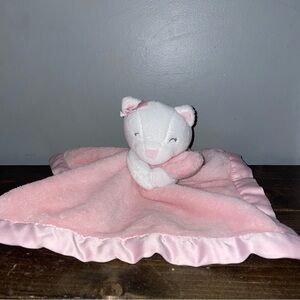 Carters White Kitty Cat Pink Baby Lovey Security Blanket Satin Plush